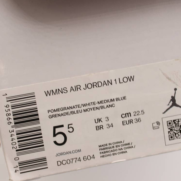 Air Jordan 1 Low Pomegranate Medium Blue Women's Size 5.5 DC0774 604 - Picture 10 of 10